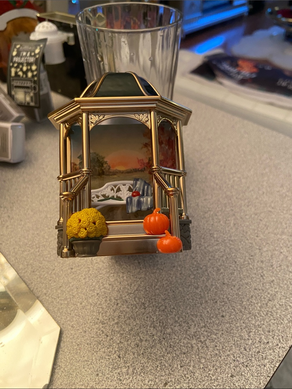 Autumn Gazebo Decorative Accent - Gold and Orange light up wallflower